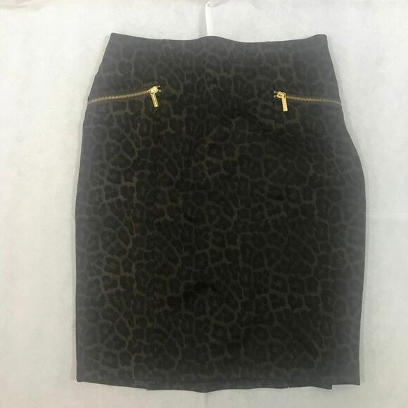 Michael Michael Kors Pencil Skirt Leopard Print Zipper Pockets‎ Women's Size 10 - Picture 1 of 6